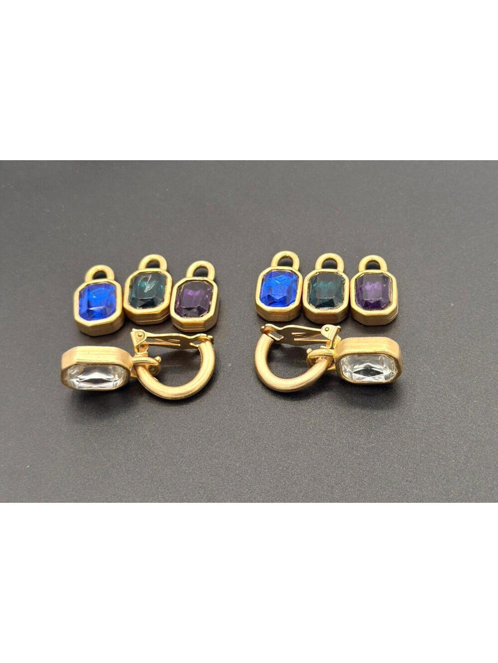 Vintage Ellen Designs Interchangeable Clip‑On Earrings Gold Tone Statement Set